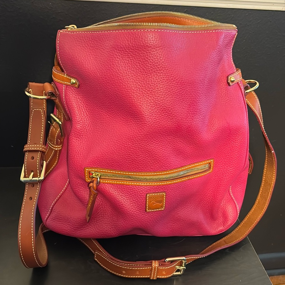 Dooney & Bourke Strawberry colored Pebble Leather Zip Sac